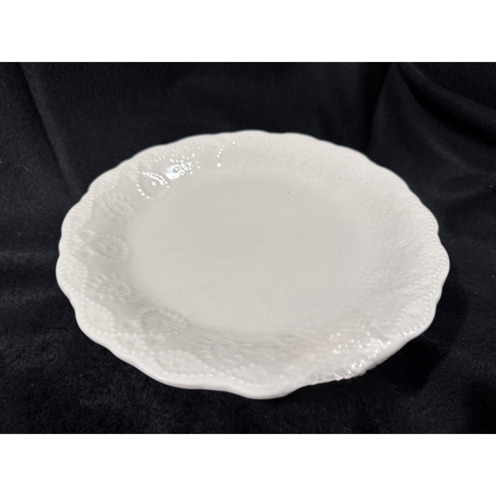 Pioneer Woman Cowgirl Lace Linen 8.5" Salad Plates Cream White Embossed